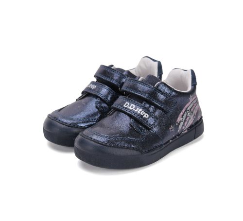 28-as D.D.Step Kislány Led-es zárt cipő, csillagos mintával, sötétkék