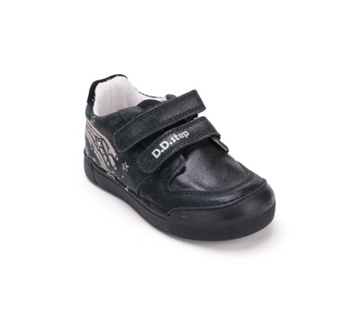 25-ös D.D.Step Kislány Led-es zárt cipő, csillagos mintával, fekete