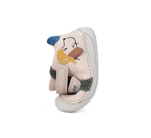 21-es D.D.Step Kisfiú Barefoot zárt cipő, kutyusos, krém 