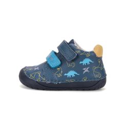   22-es D.D.step Kisfiú Barefoot Zárt cipő, dinoszauruszos, sötétkék 