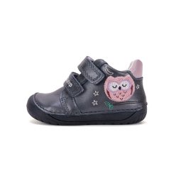   22-es D.D.step Kislány Barefoot Zárt cipő, bagoly mintával, sötétkék