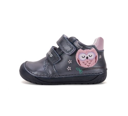 23-as D.D.step Kislány Barefoot Zárt cipő, bagoly mintával, sötétkék