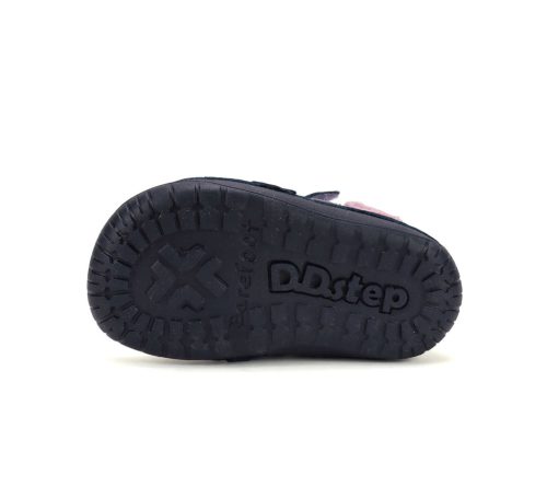 23-as D.D.step Kislány Barefoot Zárt cipő, bagoly mintával, sötétkék