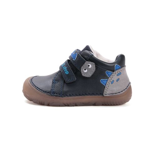 22-es D.D.Step Kisfiú Barefoot Zárt cipő, dinós mintával és világító talppal, fekete 