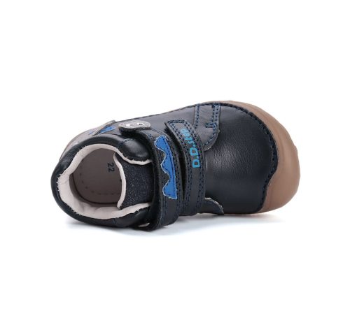 22-es D.D.Step Kisfiú Barefoot Zárt cipő, dinós mintával és világító talppal, fekete 