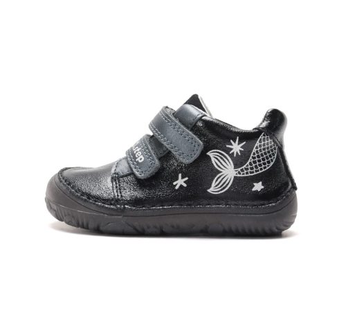 28-as D.D.step Kislány Barefoot Zárt cipő, sellő mintával, fekete 