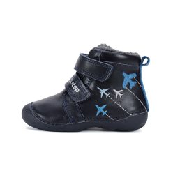   19-es D.D.Step Kisfiú Első lépés Bélelt bokacipő, repülős, sötétkék