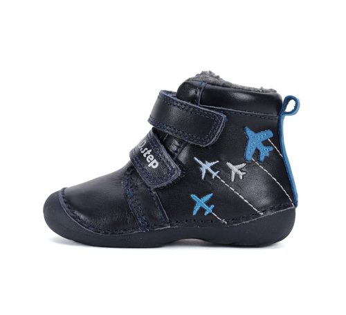 21-es D.D.Step Kisfiú Első lépés Bélelt bokacipő, repülős, sötétkék