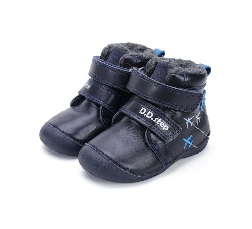 21-es D.D.Step Kisfiú Első lépés Bélelt bokacipő, repülős, sötétkék
