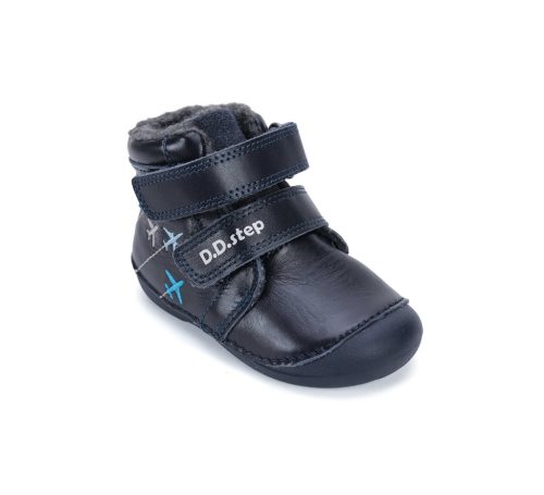21-es D.D.Step Kisfiú Első lépés Bélelt bokacipő, repülős, sötétkék