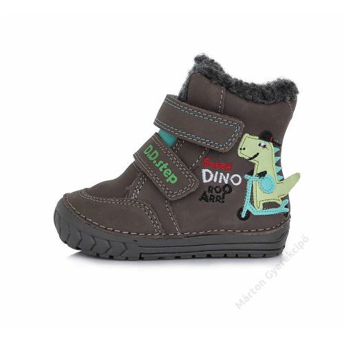 D.D.Step Kisfiú Bélelt bokacipő, dinós, szürke
