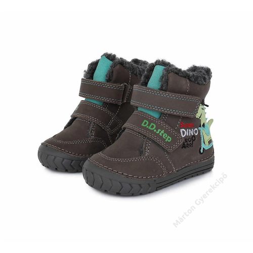21-es D.D.Step Kisfiú Bélelt bokacipő, dinós, szürke