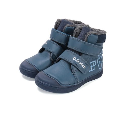 30-as D.D.Step Kisfiú Bélelt bokacipő, gamer mintás, fluoreszkáló talppal, kék