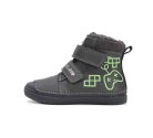 25-ös D.D.Step Kisfiú Bélelt bokacipő, gamer mintás, fluoreszkáló talppal, sötétszürke