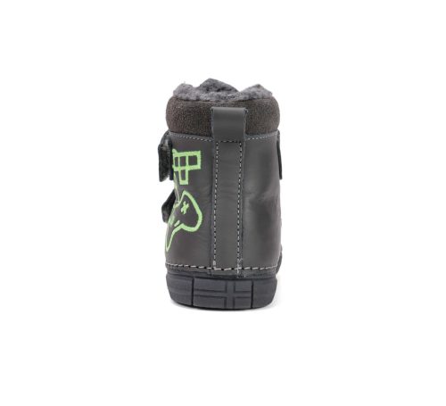 25-ös D.D.Step Kisfiú Bélelt bokacipő, gamer mintás, fluoreszkáló talppal, sötétszürke