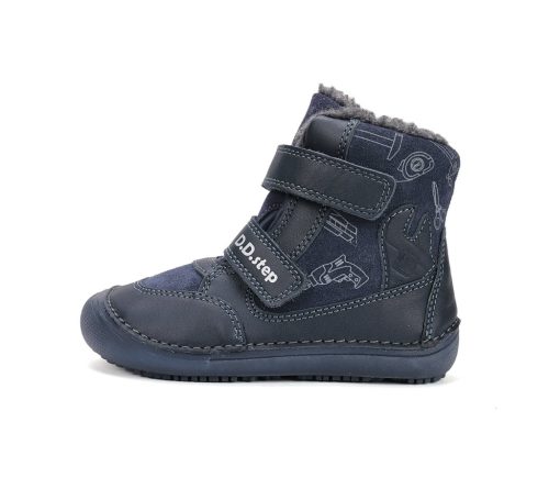 30-as D.D.Step Kisfiú Barefoot Bélelt bokacipő, fluoreszkáló talppal, sötétkék