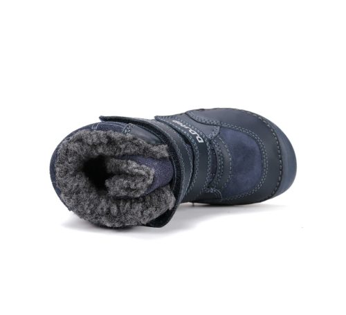 30-as D.D.Step Kisfiú Barefoot Bélelt bokacipő, fluoreszkáló talppal, sötétkék