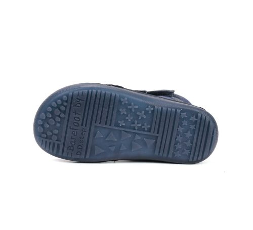 30-as D.D.Step Kisfiú Barefoot Bélelt bokacipő, fluoreszkáló talppal, sötétkék