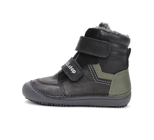 29-es D.D.Step Kisfiú Barefoot Bélelt bokacipő, fekete-zöld
