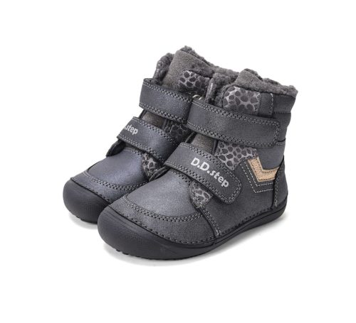29-es D.D.Step Kislány Barefoot Bélelt bokacipő, fekete-szürke