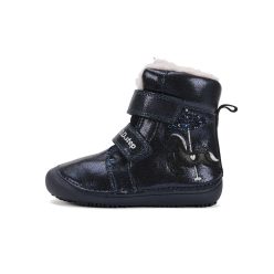   30-as D.D.Step Kislány Barefoot Bélelt bokacipő, unikornis mintával, sötétkék 