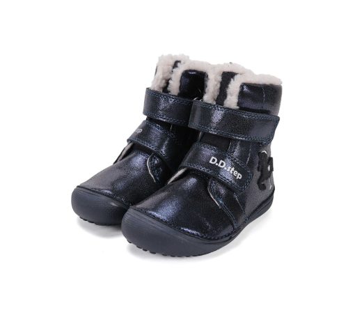 30-as D.D.Step Kislány Barefoot Bélelt bokacipő, unikornis mintával, sötétkék 
