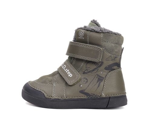 30-as D.D.Step Kisfiú Világító Bélelt bokacipő, űrmintás, szürke