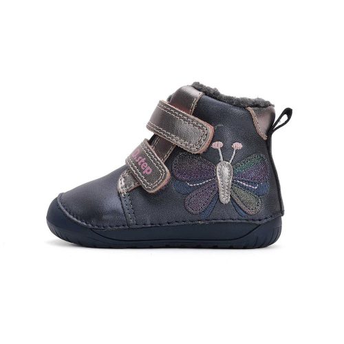 25-ös D.D.Step Kislány Barefoot bélelt bokacipő, pillangós, sötét kék