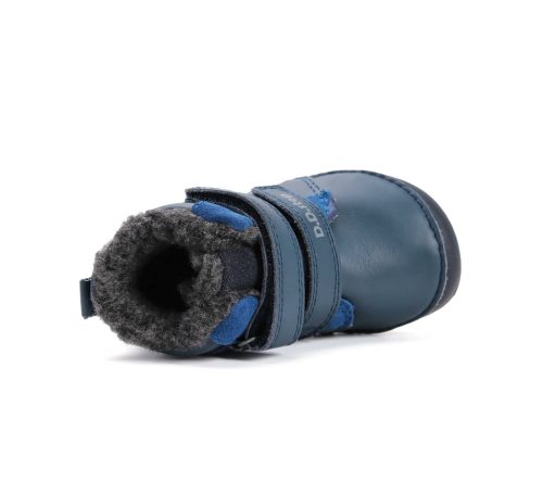 21-es D.D.Step Kisfiú Barefoot Bélelt bokacipő, kutyus mintával, sötétkék 