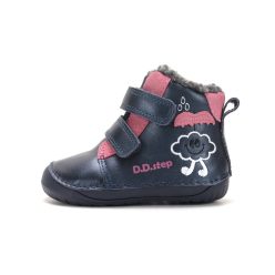   21-es D.D.step Kislány Barefoot Bélelt bokacipő, felhő mintás, sötétkék  