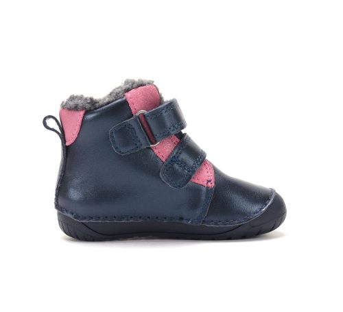 21-es D.D.step Kislány Barefoot Bélelt bokacipő, felhő mintás, sötétkék  