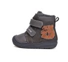 25-ös D.D.Step Kisfiú Bélelt bokacipő, mackós mintával, sötétszürke 