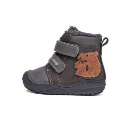  21-es D.D.Step Kisfiú Bélelt bokacipő, mackós mintával, sötétszürke 