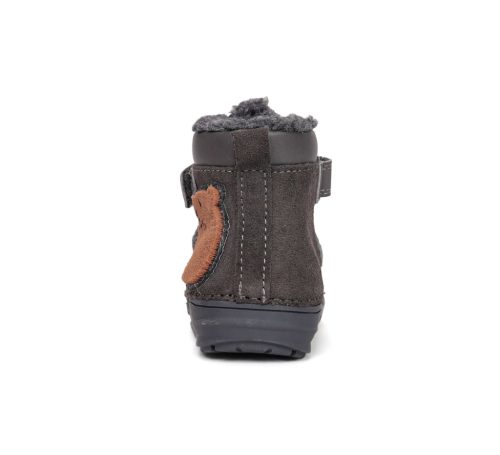 25-ös D.D.Step Kisfiú Bélelt bokacipő, mackós mintával, sötétszürke 