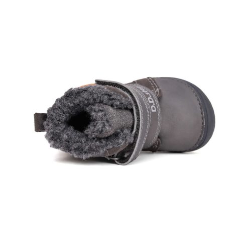 25-ös D.D.Step Kisfiú Bélelt bokacipő, mackós mintával, sötétszürke 
