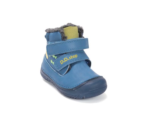 21-es D.D.Step Kisfiú Bélelt bokacipő, krokodilos mintával-fluoreszkáló talppal, bermuda kék 
