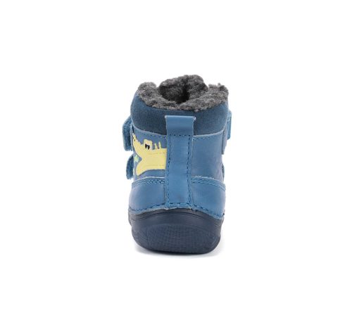 25-ös D.D.Step Kisfiú Bélelt bokacipő, krokodilos mintával-fluoreszkáló talppal, bermuda kék 
